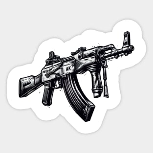 Iconic AK-47 Sketch: Artistry Meets Firepower Sticker